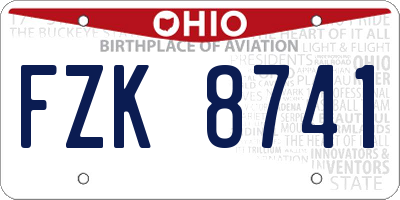 OH license plate FZK8741