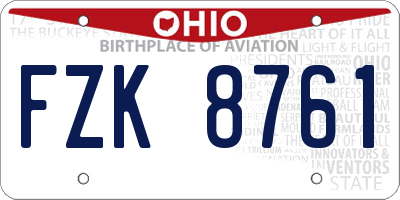 OH license plate FZK8761