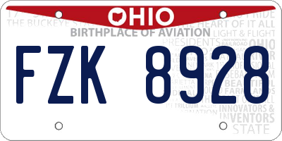 OH license plate FZK8928