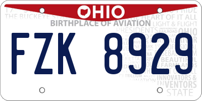 OH license plate FZK8929