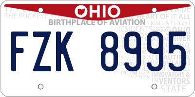 OH license plate FZK8995