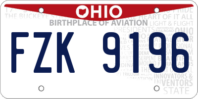 OH license plate FZK9196