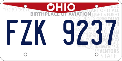OH license plate FZK9237