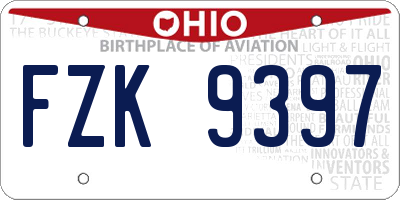 OH license plate FZK9397