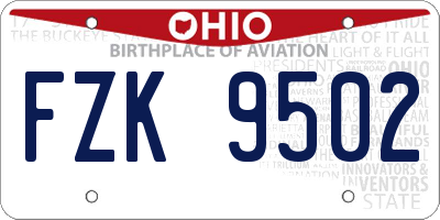 OH license plate FZK9502