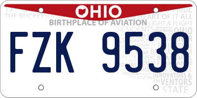 OH license plate FZK9538