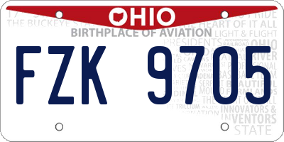 OH license plate FZK9705