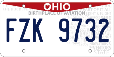 OH license plate FZK9732
