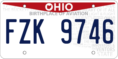 OH license plate FZK9746