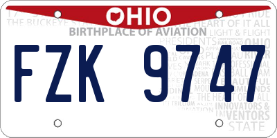 OH license plate FZK9747