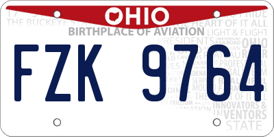 OH license plate FZK9764