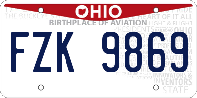 OH license plate FZK9869