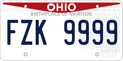 OH license plate FZK9999