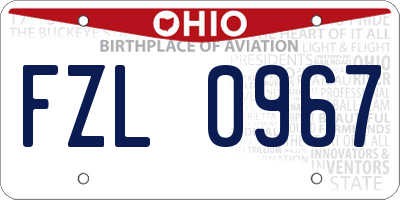 OH license plate FZL0967