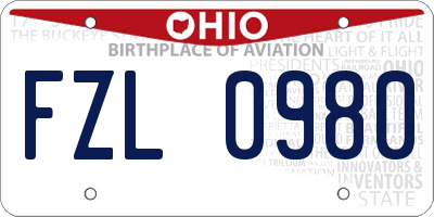 OH license plate FZL0980