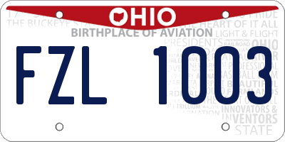 OH license plate FZL1003