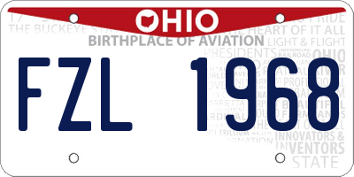 OH license plate FZL1968