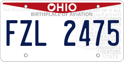 OH license plate FZL2475