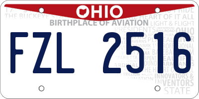 OH license plate FZL2516