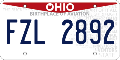 OH license plate FZL2892