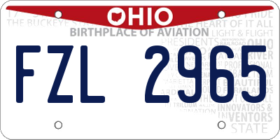 OH license plate FZL2965