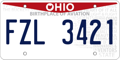 OH license plate FZL3421