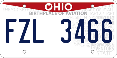 OH license plate FZL3466