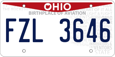 OH license plate FZL3646