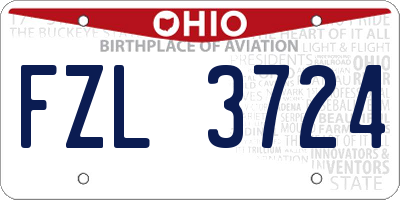 OH license plate FZL3724
