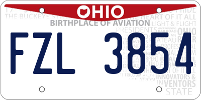 OH license plate FZL3854