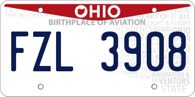 OH license plate FZL3908