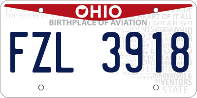 OH license plate FZL3918