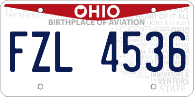 OH license plate FZL4536