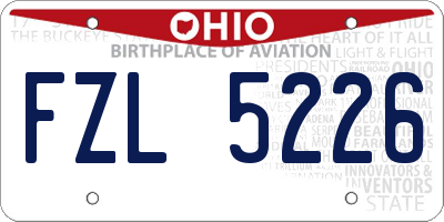 OH license plate FZL5226