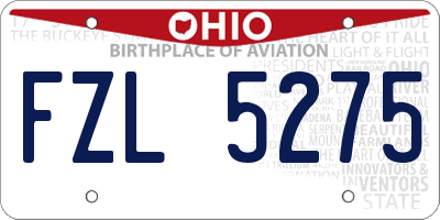 OH license plate FZL5275
