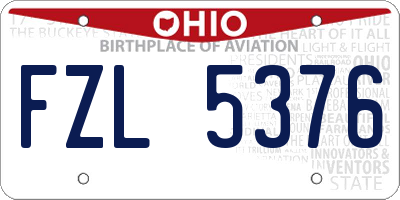 OH license plate FZL5376