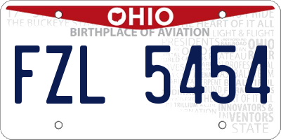 OH license plate FZL5454