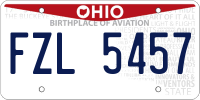 OH license plate FZL5457