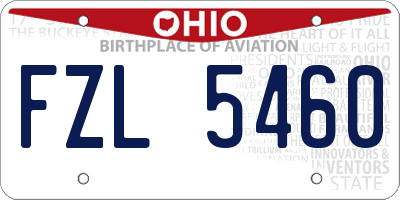 OH license plate FZL5460
