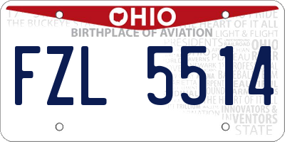 OH license plate FZL5514