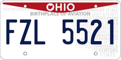 OH license plate FZL5521