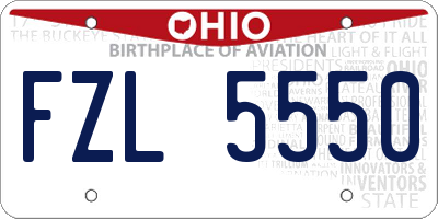 OH license plate FZL5550
