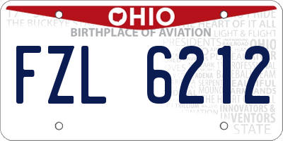 OH license plate FZL6212