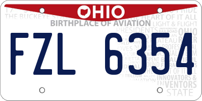 OH license plate FZL6354