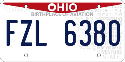 OH license plate FZL6380