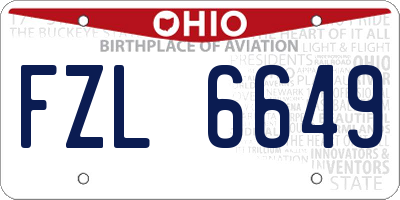 OH license plate FZL6649