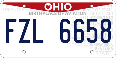 OH license plate FZL6658