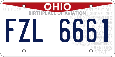 OH license plate FZL6661