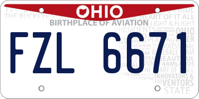 OH license plate FZL6671