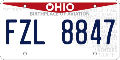 OH license plate FZL8847